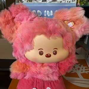 Fluffy Pink and Orange Stuffed Animal Toy